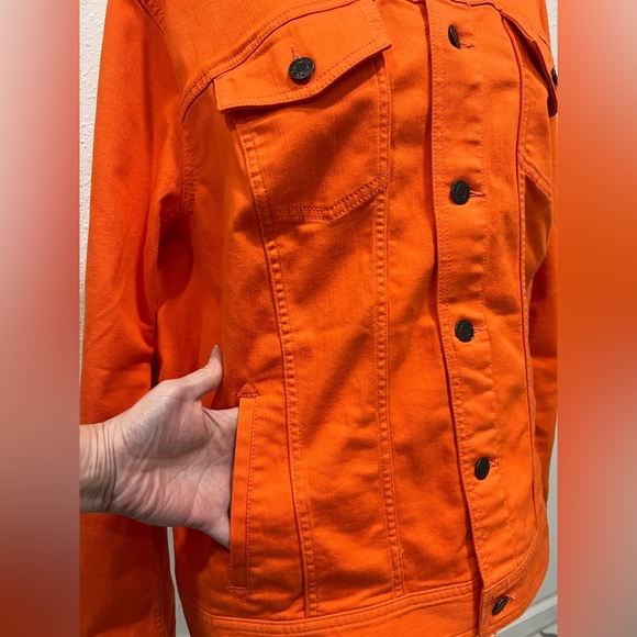 TALBOTS Orange Classic Denim Jacket EUC - Picture 3 of 8